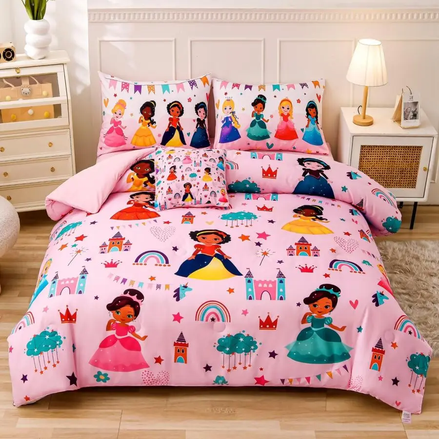 Pieces Pink Princess Comforter Set for Girls Full,Bed in A Bag Princess Bedding Set for Girl Kids 1 Comforter, 1 Flat Sheet,1 Fi
Pieces Pink Princess Comforter Set for Girls Full,Bed in A Bag Princess Bedding Set for Girl Kids 1 Comforter, 1 Flat Sheet,1 Fi
