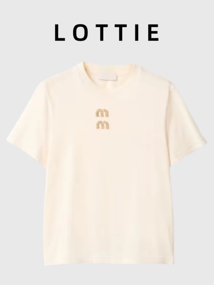 LOTTIE High-End ort-Sve T-irt Women's New Spring Summer Diamond Letter Logo Simple Match Cotton round Ne Casual Top
LOTTIE High-End ort-Sve T-irt Women's New Spring Summer Diamond Letter Logo Simple Match Cotton round Ne Casual Top