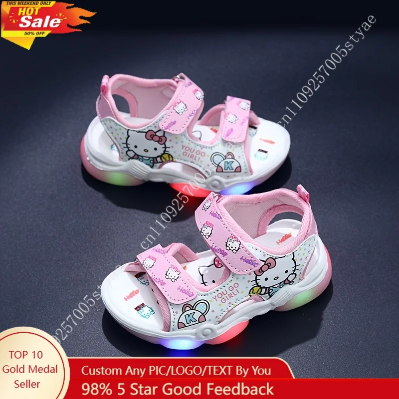 Hello Kitty Cat Girls' Summer Glow Sandals with Lights Sandal Summer New Fashion Cartoon Beach Footwear Cartoon Glow Shoe
Hello Kitty Cat Girls' Summer Glow Sandals with Lights Sandal Summer New Fashion Cartoon Beach Footwear Cartoon Glow Shoe
