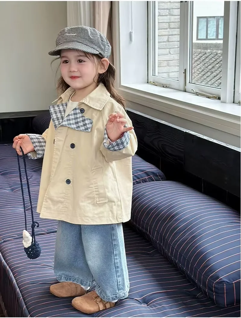 Girls Trench Coat Spring Autumn Double Breasted Mid-length Jacket Kids Casual Loose Outerwear 2 3 5 7 Y
Girls Trench Coat Spring Autumn Double Breasted Mid-length Jacket Kids Casual Loose Outerwear 2 3 5 7 Y