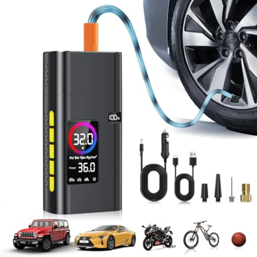 80psi Tire Inflator Portable Air Compressor6000mah Air Pump For Car Tires 5x Fast Bicycle Pump With Digital Lcd Pressure Gauge/
80psi Tire Inflator Portable Air Compressor6000mah Air Pump For Car Tires 5x Fast Bicycle Pump With Digital Lcd Pressure Gauge/