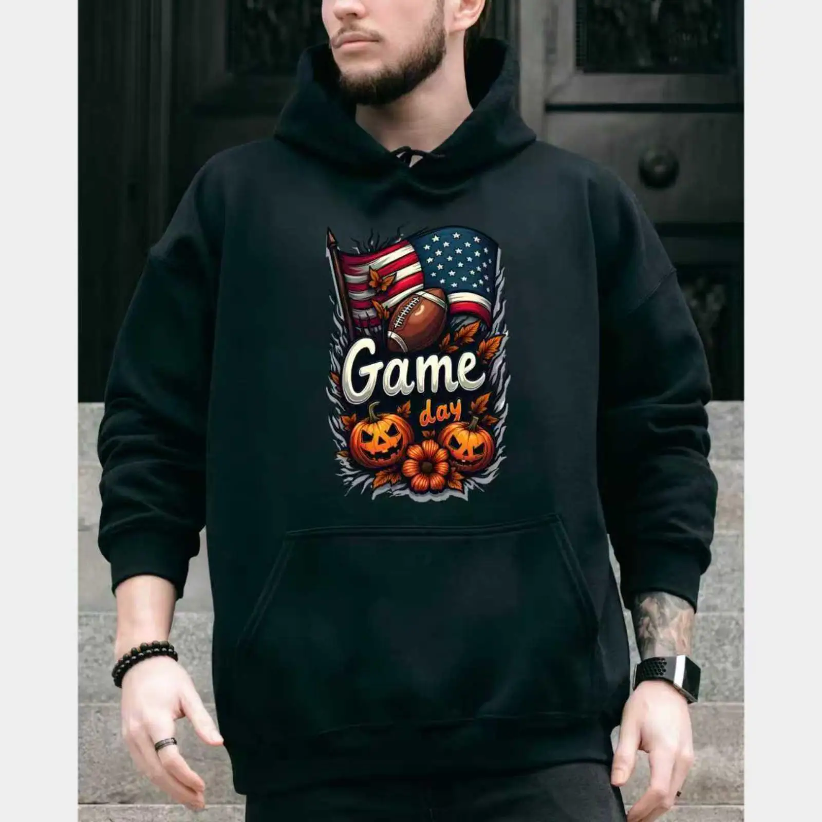 Game Day Hoodie Football Halloween Sweatshirt USA Flag Pumpkin Print Fall Season Jumper Unisex Oversized Casual Pullover
Game Day Hoodie Football Halloween Sweatshirt USA Flag Pumpkin Print Fall Season Jumper Unisex Oversized Casual Pullover