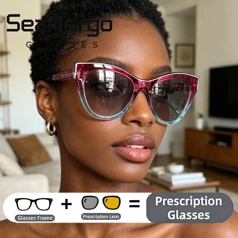 Seamergo Photochromic Cat Eye Customized Glasses Women Fashionable Prescription Glasses Men Retro Eyeglassea Lenses Custom
Seamergo Photochromic Cat Eye Customized Glasses Women Fashionable Prescription Glasses Men Retro Eyeglassea Lenses Custom