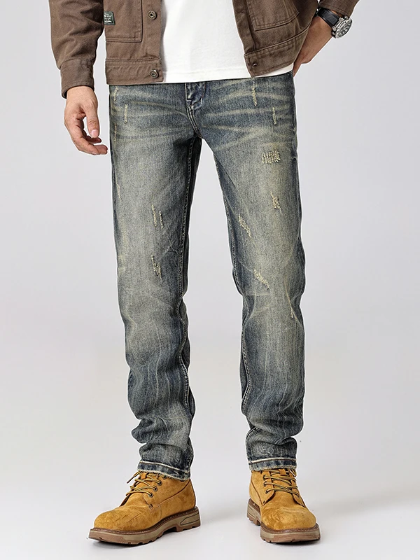Retro Washed American High Street Men's Jeans Spring Autumn Loose Straight Casual Wear Resistant Cotton Elastic Denim
Retro Washed American High Street Men's Jeans Spring Autumn Loose Straight Casual Wear Resistant Cotton Elastic Denim