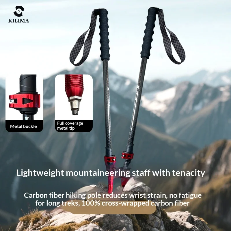 KILIMA 10K Carbon Fiber Trekking Poles for Hiking, Ultralight Foldable Walking Sticks, Telescopic Hiking Staff for Mountaineerin
KILIMA 10K Carbon Fiber Trekking Poles for Hiking, Ultralight Foldable Walking Sticks, Telescopic Hiking Staff for Mountaineerin