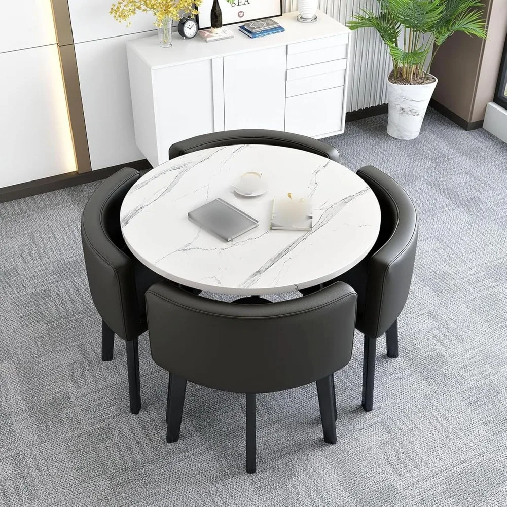 "Elegant Round Dining Table and 4 Chairs Set for Kitchen and Office Reception" 
"Elegant Round Dining Table and 4 Chairs Set for Kitchen and Office Reception"