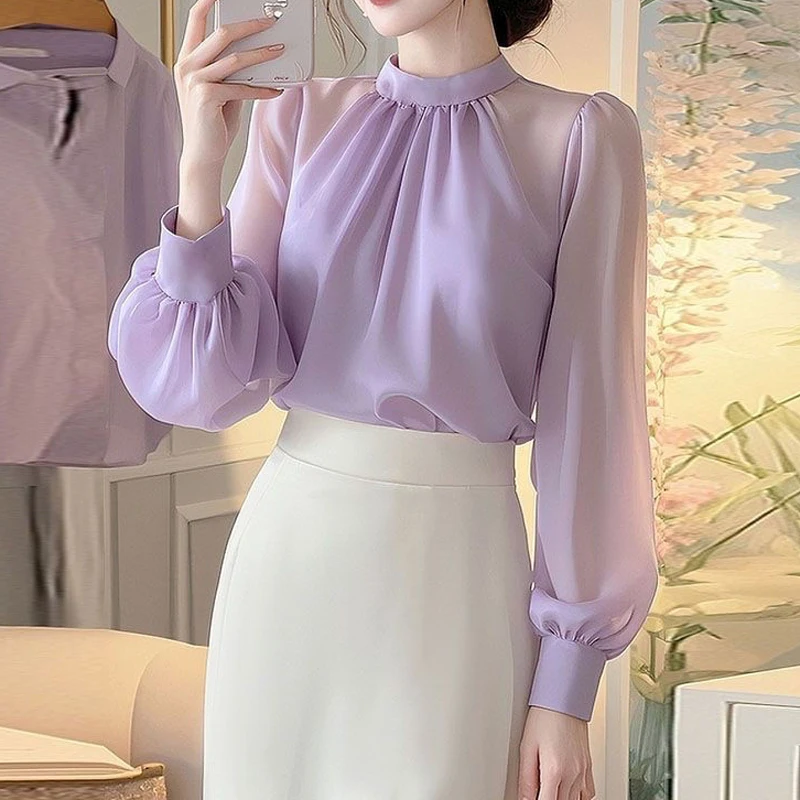 Temperament Chiffon Loose Shirt Tops Spring New Thin Long Sleeve Solid Simplicity Korean Blouse Fashion Elegant Women Clothing
Temperament Chiffon Loose Shirt Tops Spring New Thin Long Sleeve Solid Simplicity Korean Blouse Fashion Elegant Women Clothing