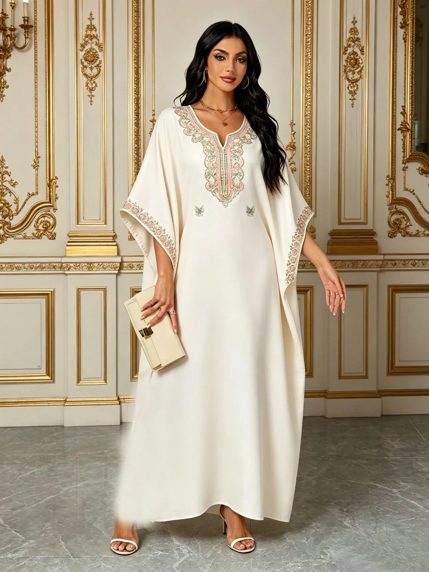 Muslim Arab Islamic Embroidered Patchwork Lace Long Dress Loose Large Size Dress Moroccan Style Vacation Women's Wear Elegant
Muslim Arab Islamic Embroidered Patchwork Lace Long Dress Loose Large Size Dress Moroccan Style Vacation Women's Wear Elegant