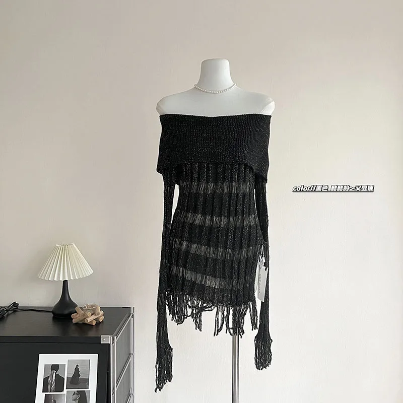 Off-the-shoulder Chic Fringe Knit Sweater Women Casual Long-sleeved Fashion Korean Women's Knit Sweater
Off-the-shoulder Chic Fringe Knit Sweater Women Casual Long-sleeved Fashion Korean Women's Knit Sweater