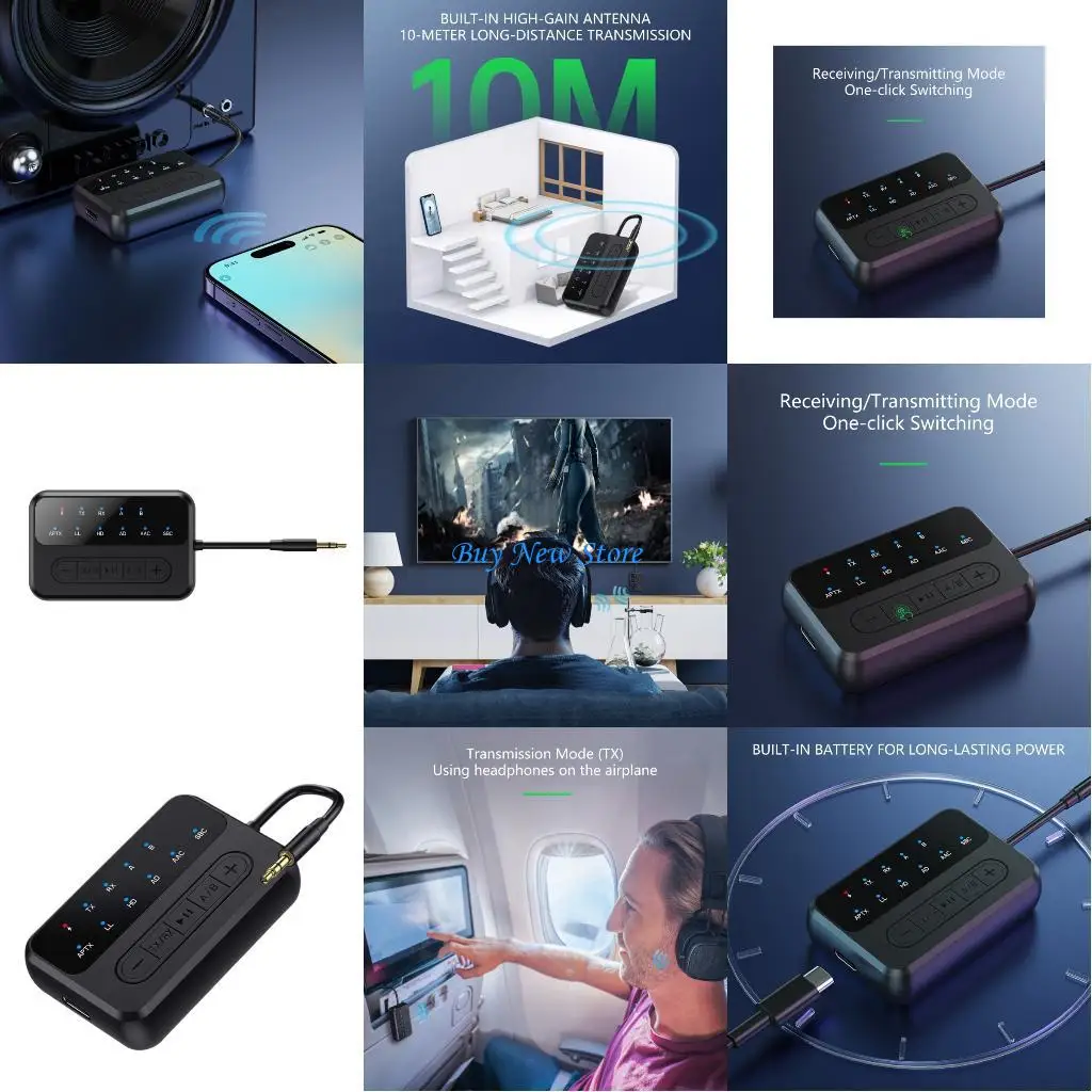 20CE Wireless BT5.4 Auditory Adapter Transmitter And Receiver With QCC5.4 Chip Dobule Device Pairing For Speakers Headphones
20CE Wireless BT5.4 Auditory Adapter Transmitter And Receiver With QCC5.4 Chip Dobule Device Pairing For Speakers Headphones