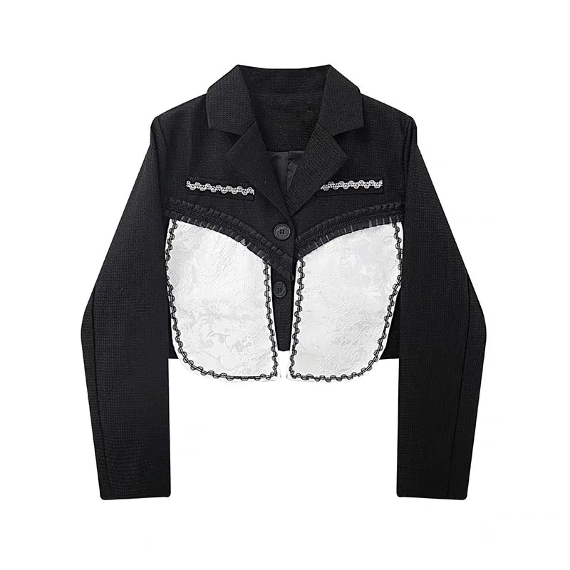 2023 Autumn New Arrival Long Sleeve Stitching Short Blazer Jacket For Women Harajuku Aesthetic Temperament Cropped Coat
2023 Autumn New Arrival Long Sleeve Stitching Short Blazer Jacket For Women Harajuku Aesthetic Temperament Cropped Coat
