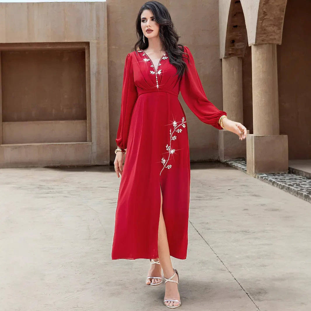 Элегантное роскошное мусульманское платье Дубая с бриллиантами Абая, женское турецкое кафтан Kebaya, кафтан Marocain Femme Robe Islam Clothing Ramadan Eid
Элегантное роскошное мусульманское платье Дубая с бриллиантами Абая, женское турецкое кафтан Kebaya, кафтан Marocain Femme Robe Islam Clothing Ramadan Eid