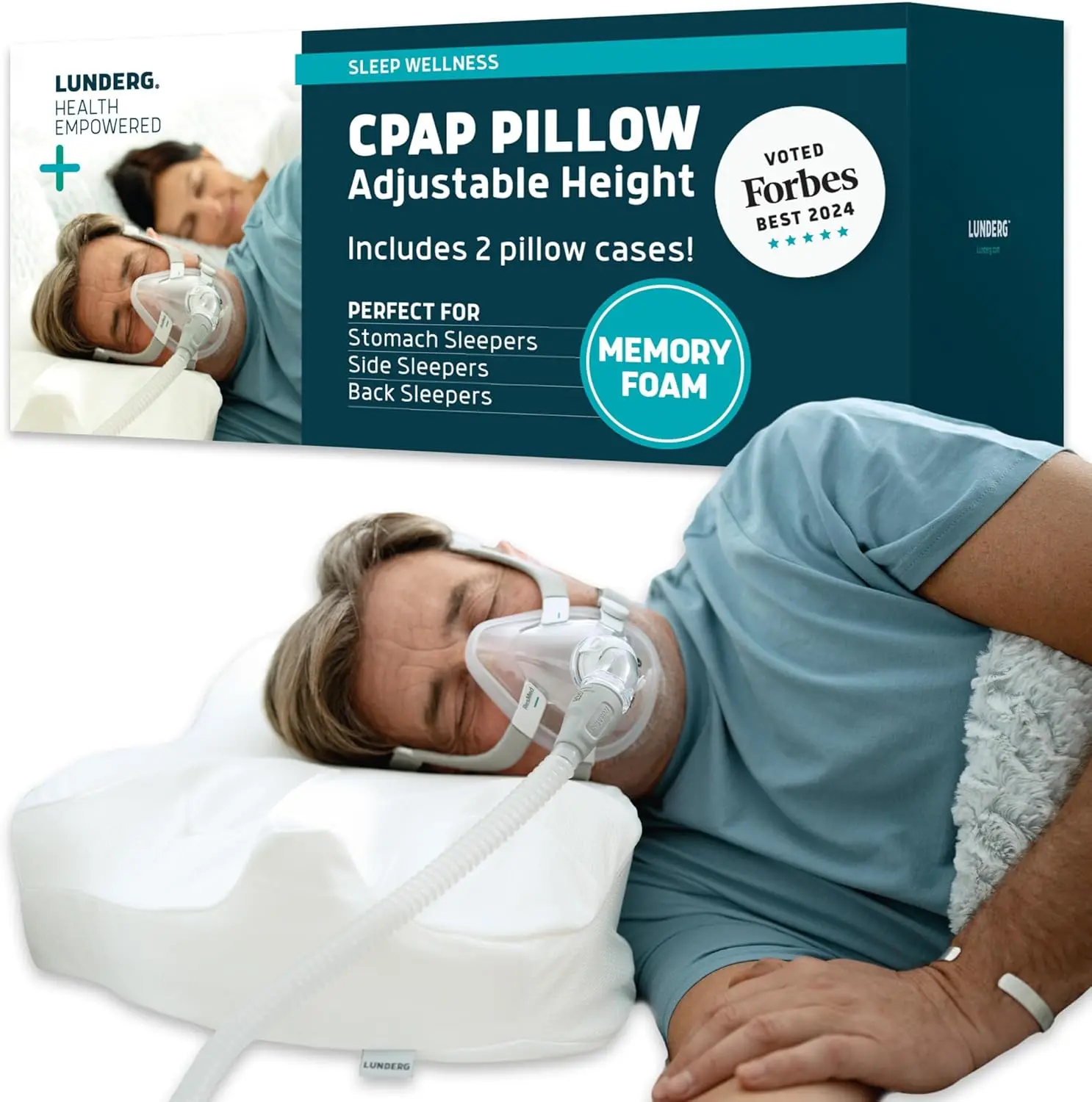 Memory Foam CPAP Pillow for Side & Back Sleepers - Adjustable Height, 2 Washable Cases - Reduces Air Leaks & Mask Pressure
Memory Foam CPAP Pillow for Side & Back Sleepers - Adjustable Height, 2 Washable Cases - Reduces Air Leaks & Mask Pressure