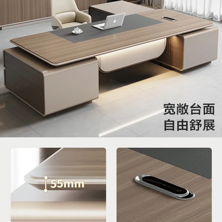 Boss Table High-end General Manager Office Large Class Light Luxury President Chairperson Office Desk and Chair Combination
Boss Table High-end General Manager Office Large Class Light Luxury President Chairperson Office Desk and Chair Combination