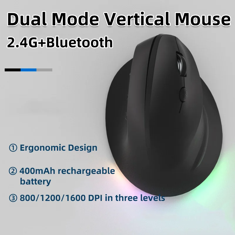 Rechargeable Dual-mode Mouse 2.4G Bluetooth Dual-mode 3 Levels DPI RGB Light Effects Medium Hand Office Use Mause
Rechargeable Dual-mode Mouse 2.4G Bluetooth Dual-mode 3 Levels DPI RGB Light Effects Medium Hand Office Use Mause