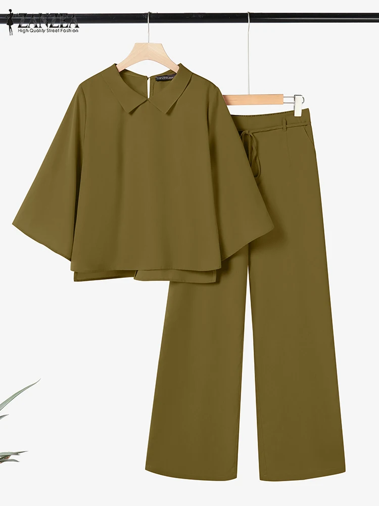 ZANZEA 3/4 Sleeve Tops Solid 2 Piece Sets Commute 2025 Summer Casual Loose Holiday Pant Sets Wide Leg Pants Woman 2PCS Outfits
ZANZEA 3/4 Sleeve Tops Solid 2 Piece Sets Commute 2025 Summer Casual Loose Holiday Pant Sets Wide Leg Pants Woman 2PCS Outfits