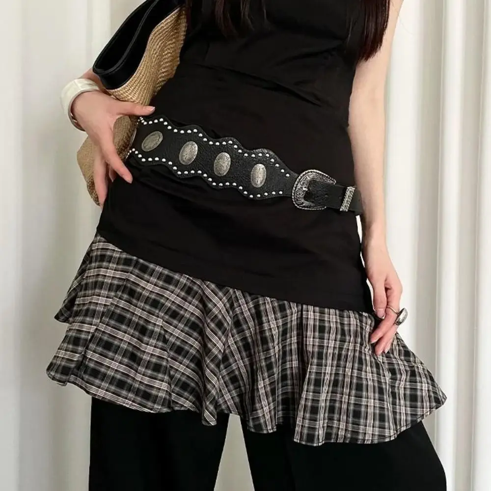 American Vintage Women's Belt Rivet Black Leather Waist Belt Gothic Y2k Dress Jeans Belt Waist Decoration
American Vintage Women's Belt Rivet Black Leather Waist Belt Gothic Y2k Dress Jeans Belt Waist Decoration