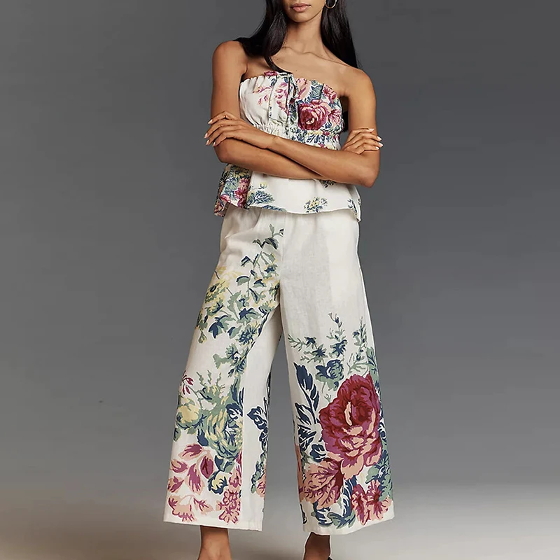 Elegant Lady Sleeveless Backless Vest&Pocket Pants Sets Summer New Outfit Casual Bohemian Floral Printed Vacation Two Piece Sets
Elegant Lady Sleeveless Backless Vest&Pocket Pants Sets Summer New Outfit Casual Bohemian Floral Printed Vacation Two Piece Sets