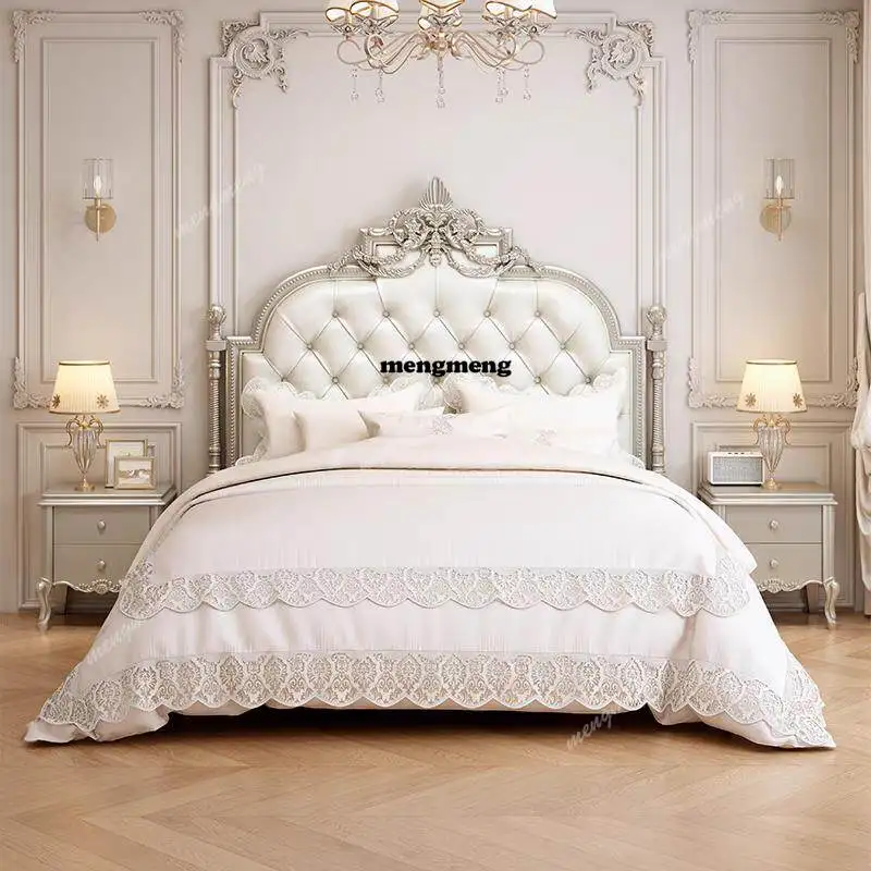 American light luxury master bedroom double bed Roman column carved French solid wood soft bag wedding bed leather princess bed
American light luxury master bedroom double bed Roman column carved French solid wood soft bag wedding bed leather princess bed