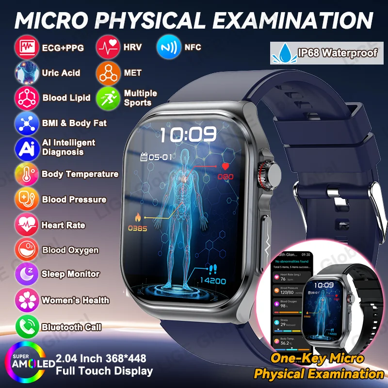 LIGE ECG+PPG Smart Watch Blood Oxygen Blood Lipid Uric Acid Temperature NFC BT Call Micro Physical Examination Health Smartwatch
LIGE ECG+PPG Smart Watch Blood Oxygen Blood Lipid Uric Acid Temperature NFC BT Call Micro Physical Examination Health Smartwatch