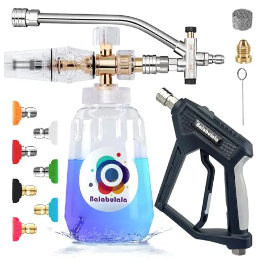 Foam Cannon with Dual Connector Balabulala Dual Connector Foam Cannon with 5000PSI Pressure Washer Gun 7 Nozzles 1/4" Quick Con
Foam Cannon with Dual Connector Balabulala Dual Connector Foam Cannon with 5000PSI Pressure Washer Gun 7 Nozzles 1/4" Quick Con