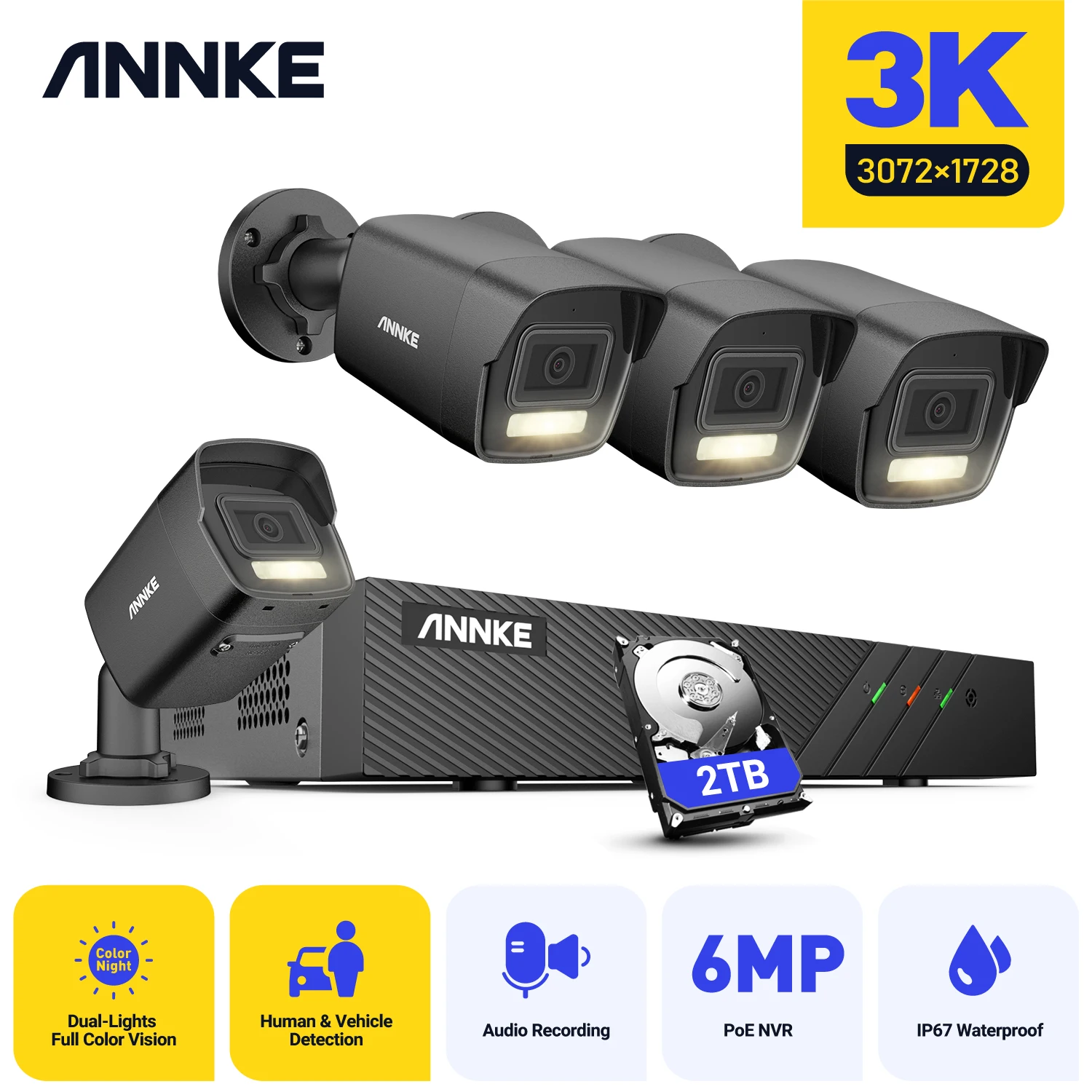 ANNKE 6MP NVR 8CH CCTV Security Camera NVR System H.265+ Smart Dual Light Network IR Night Vision Camera Video Surveillance Kit
ANNKE 6MP NVR 8CH CCTV Security Camera NVR System H.265+ Smart Dual Light Network IR Night Vision Camera Video Surveillance Kit