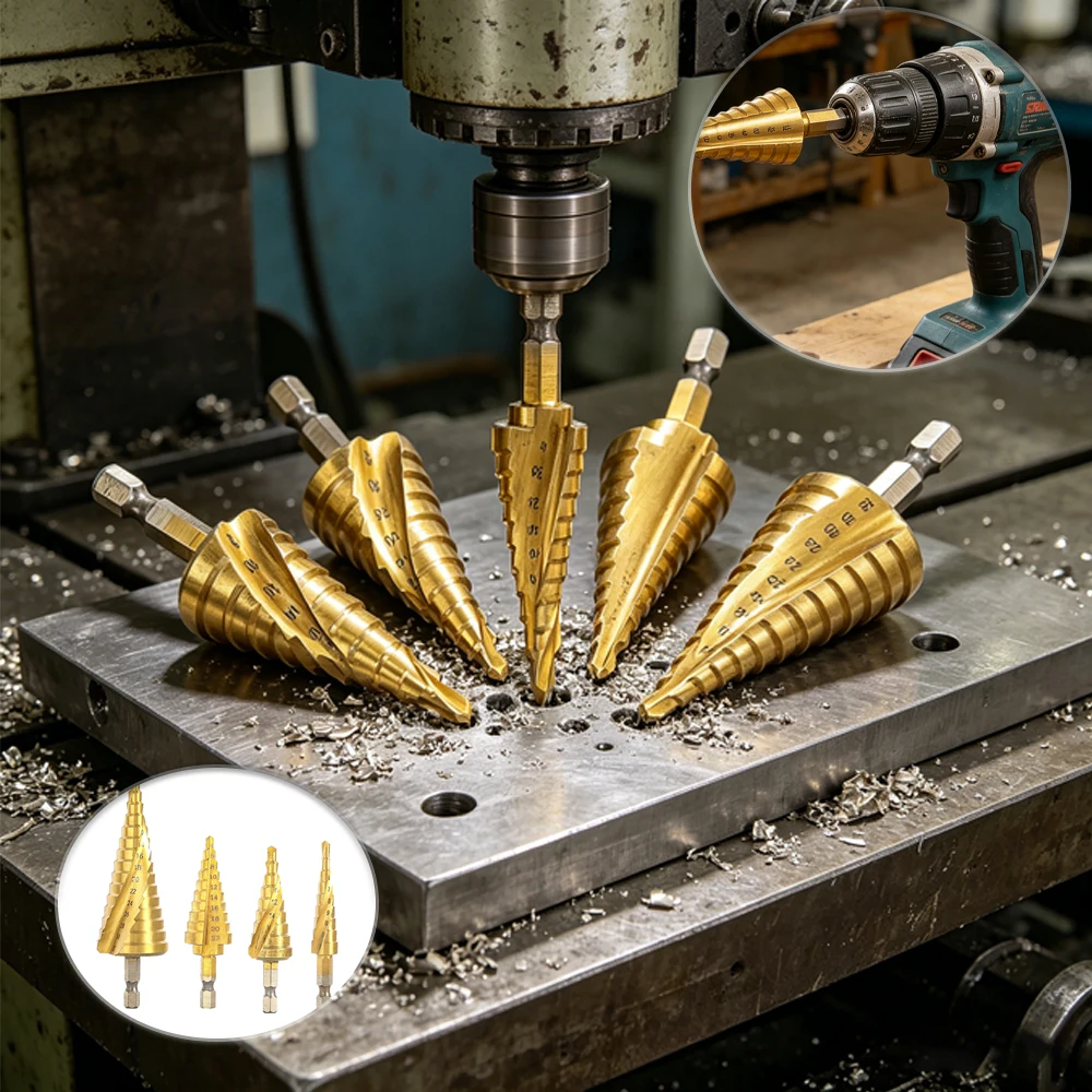 HSS Step Drill Bit Titanium Coated Hex Shank Pagoda Drill For Metal Wood Plastic Aluminum Alloy Hole Drilling Tool Gift For Men
HSS Step Drill Bit Titanium Coated Hex Shank Pagoda Drill For Metal Wood Plastic Aluminum Alloy Hole Drilling Tool Gift For Men