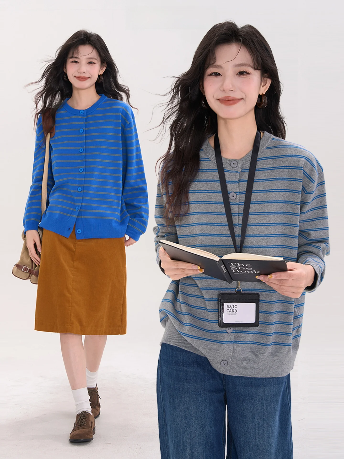 Retro Striped Knitted Open Cardigan Long Sve round Ne Women's Top Oxygen Special Blend Nylon Modal Acrylic Fiber Blend
Retro Striped Knitted Open Cardigan Long Sve round Ne Women's Top Oxygen Special Blend Nylon Modal Acrylic Fiber Blend