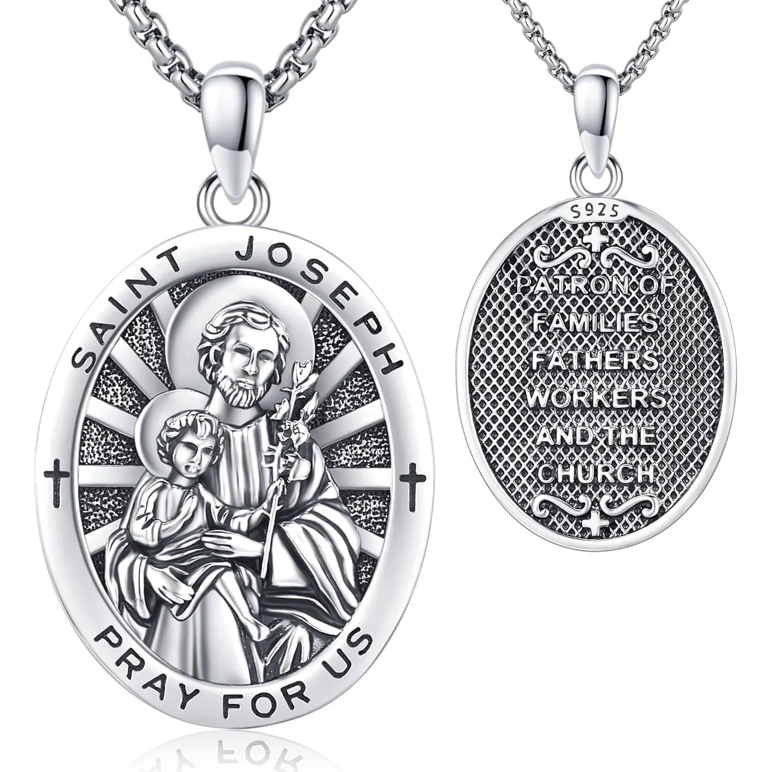 Saint Joseph Necklace 925 Sterling Silver St Joseph Medal Pendant Necklace Amulet Jewelry Gifts for Men Women Christmas Birthday
Saint Joseph Necklace 925 Sterling Silver St Joseph Medal Pendant Necklace Amulet Jewelry Gifts for Men Women Christmas Birthday