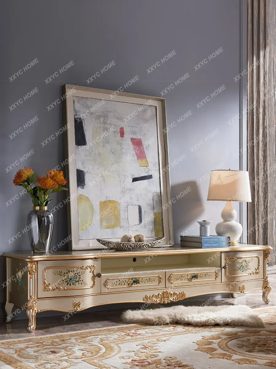 Simple European TV cabinet solid wood painted living room white champagne
Simple European TV cabinet solid wood painted living room white champagne