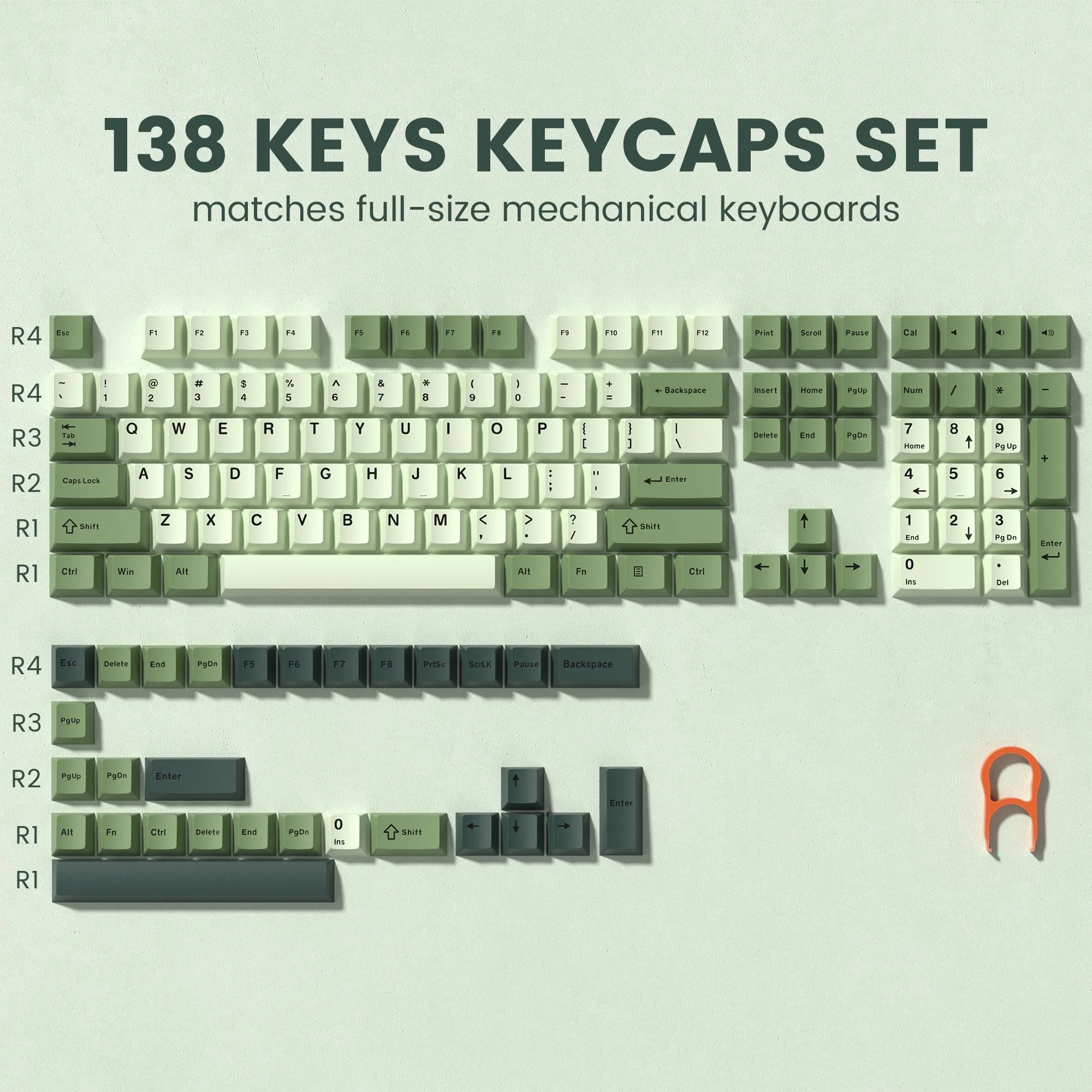 Double Shot PBT keycaps Cherry Profile Keyboard Key caps Matcha Green Custom 75 Percent 138-key Set
Double Shot PBT keycaps Cherry Profile Keyboard Key caps Matcha Green Custom 75 Percent 138-key Set