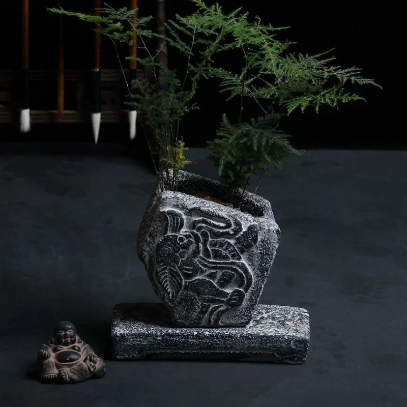 Handmade Carved Pottery Bonsai Pot, Chinese Pattern,Classical Home Table, Garden Decoration, Chinese Pattern
Handmade Carved Pottery Bonsai Pot, Chinese Pattern,Classical Home Table, Garden Decoration, Chinese Pattern