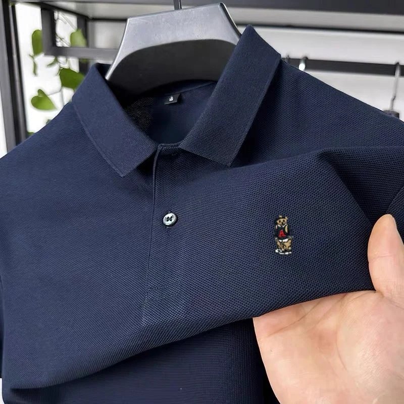 100% pure cotton summer Tshirt new men's shortsleeved business casual comfortable polo shirt exquisite teddy bear embroidery top
100% pure cotton summer Tshirt new men's shortsleeved business casual comfortable polo shirt exquisite teddy bear embroidery top