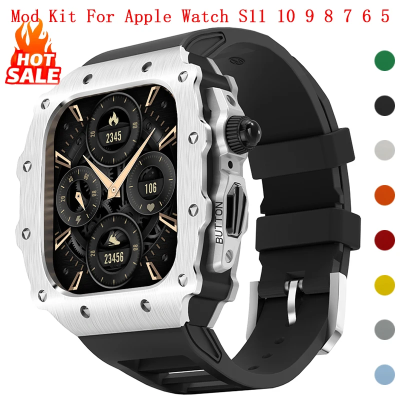 Luxury Modification Kit For Apple Watch11 10 46MM Stainless Steel Case for IWatch Series 9 8 7 6 5 44mm 45mm Silicone Pin Buckle
Luxury Modification Kit For Apple Watch11 10 46MM Stainless Steel Case for IWatch Series 9 8 7 6 5 44mm 45mm Silicone Pin Buckle