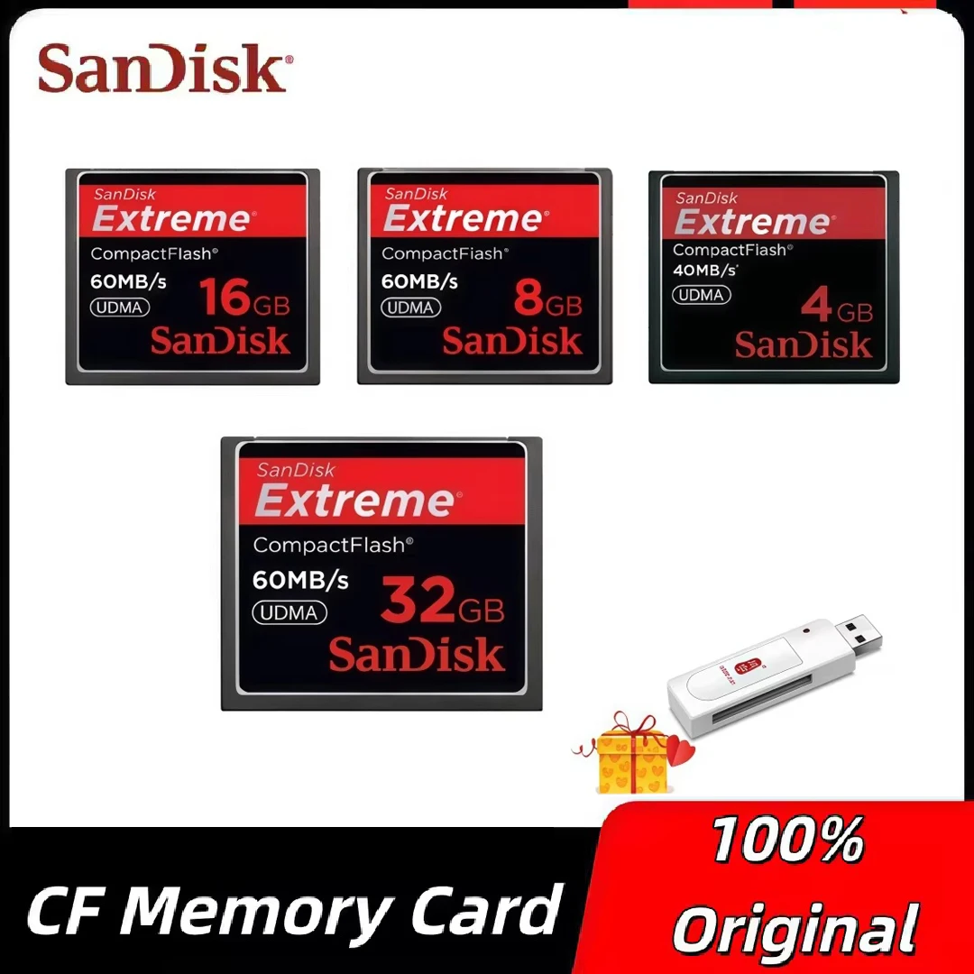 Original SanDisk Extreme CompactFlash Card 32GB 16GB 8GB CF Memory Card 60MB/s UDMA For DSLR Camera HD Camcorder Disc
Original SanDisk Extreme CompactFlash Card 32GB 16GB 8GB CF Memory Card 60MB/s UDMA For DSLR Camera HD Camcorder Disc