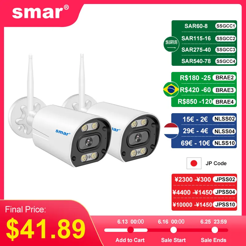 Smar Outdoor IP Wifi 3MP Survalance Camera for Wifi CCTV System Kit Human Detection Night Vision Video Cam ICSEE Two Way Audio
Smar Outdoor IP Wifi 3MP Survalance Camera for Wifi CCTV System Kit Human Detection Night Vision Video Cam ICSEE Two Way Audio