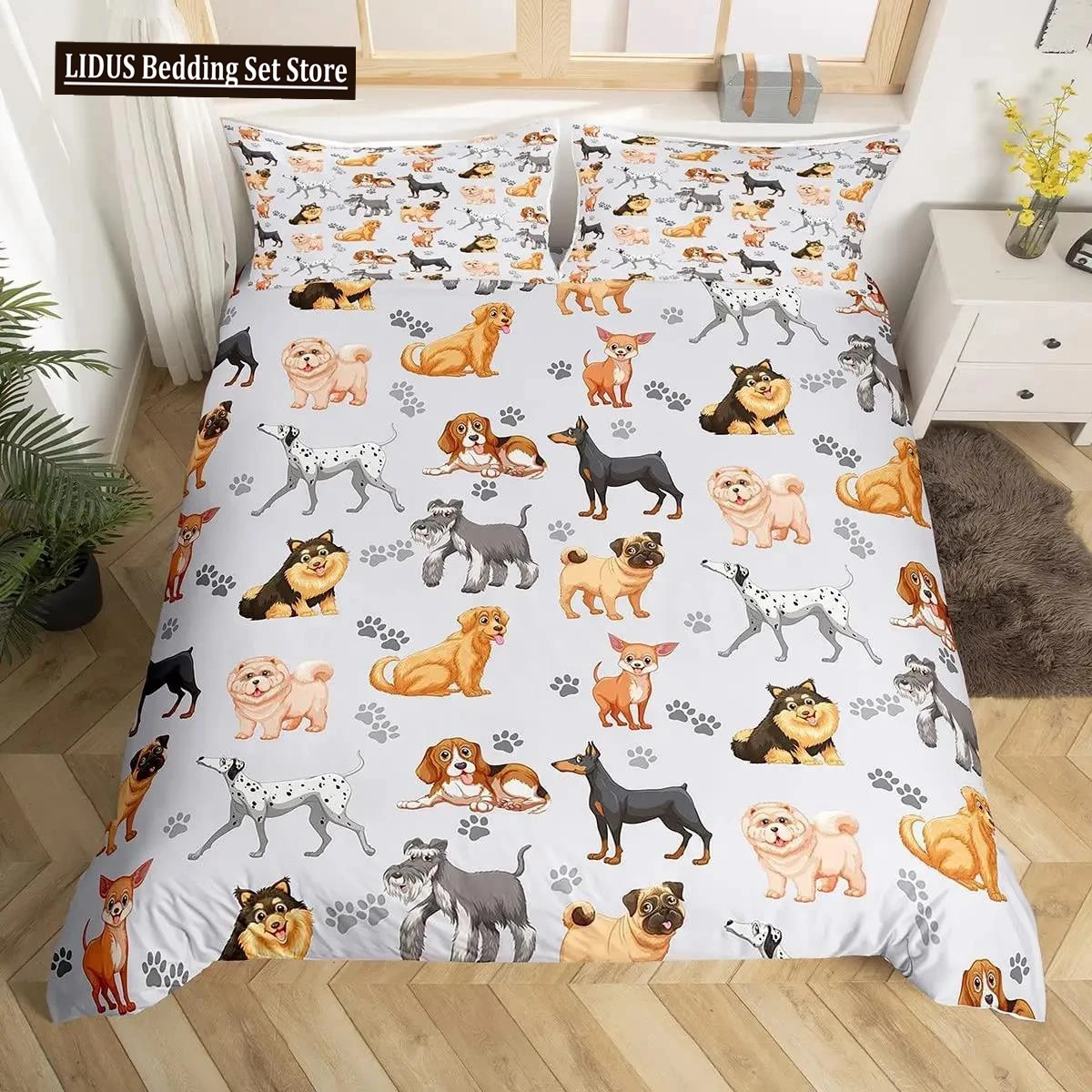 Kids Cute Dog Bedding Set Bedclothes Cartoon Dogs Comforter Cover For Boys Girls Children Pet Puppy Animal Polyester Duvet Cover
Kids Cute Dog Bedding Set Bedclothes Cartoon Dogs Comforter Cover For Boys Girls Children Pet Puppy Animal Polyester Duvet Cover