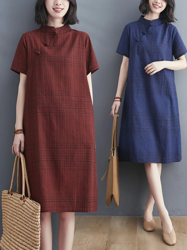 Летнее винтажное китайское платье-ципао для женщин, повседневное, больших размеров, миди, свободного кроя, для полных женщин, с боковыми пуговицами
Летнее винтажное китайское платье-ципао для женщин, повседневное, больших размеров, миди, свободного кроя, для полных женщин, с боковыми пуговицами