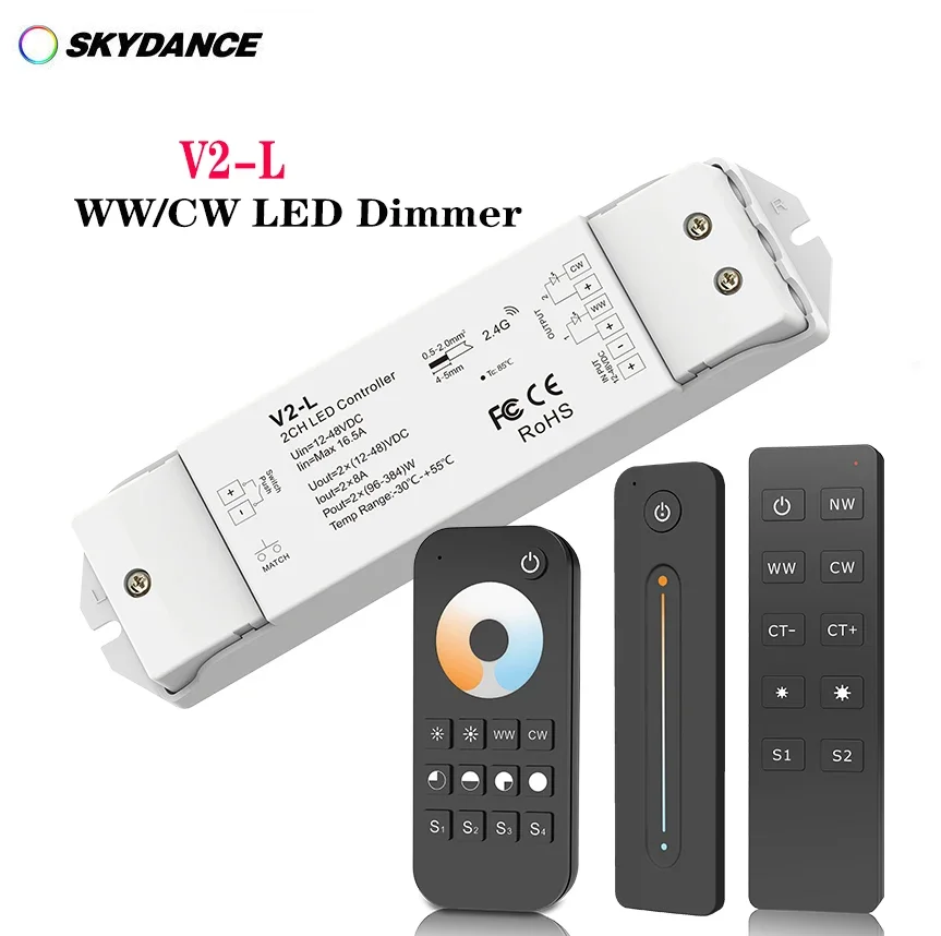 WW CW LED Dimmer DC12-48V V2-L LED Controller Work With CCT Daul White LED Strip Light
WW CW LED Dimmer DC12-48V V2-L LED Controller Work With CCT Daul White LED Strip Light