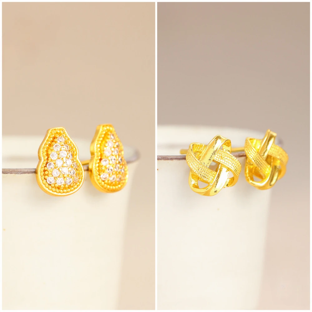 18K Gold Color Chinese Knot Gourd Earring for Women's Jewelry Stud Earrings Wedding for Bridal Girlfriend Not Fade
18K Gold Color Chinese Knot Gourd Earring for Women's Jewelry Stud Earrings Wedding for Bridal Girlfriend Not Fade