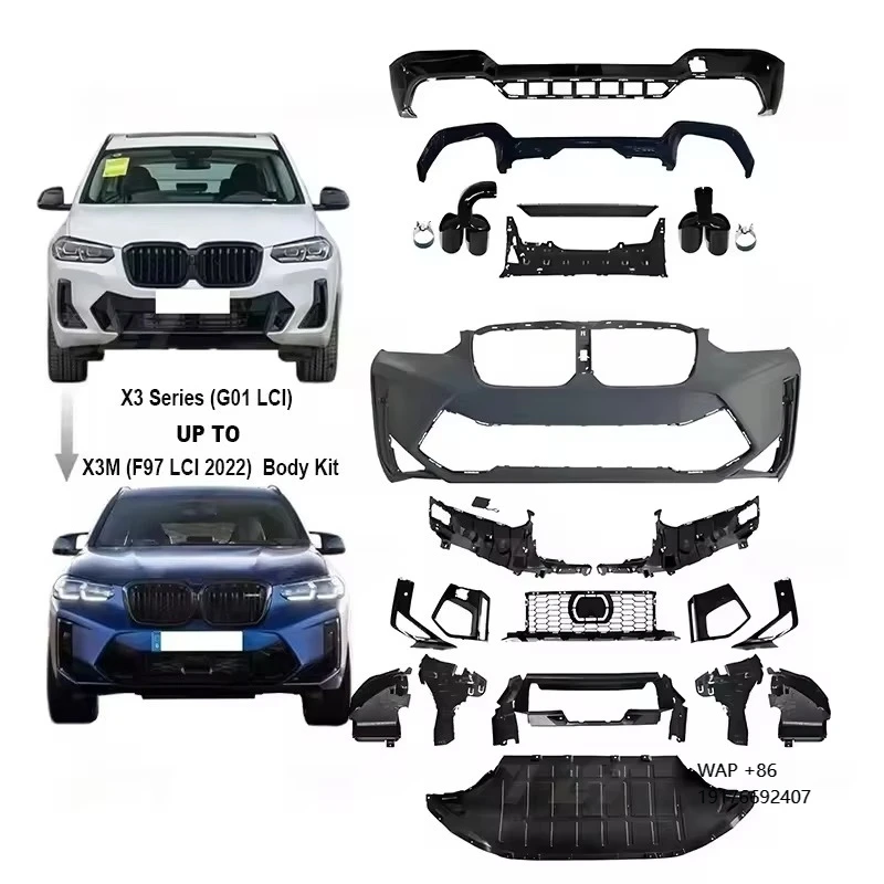 Front Bumper Grille Rear Diffuser Exhaust Tips for BMW X3 G01 Lci Upgrade to X3m F97 Lci 2022+ Body Kit
Front Bumper Grille Rear Diffuser Exhaust Tips for BMW X3 G01 Lci Upgrade to X3m F97 Lci 2022+ Body Kit