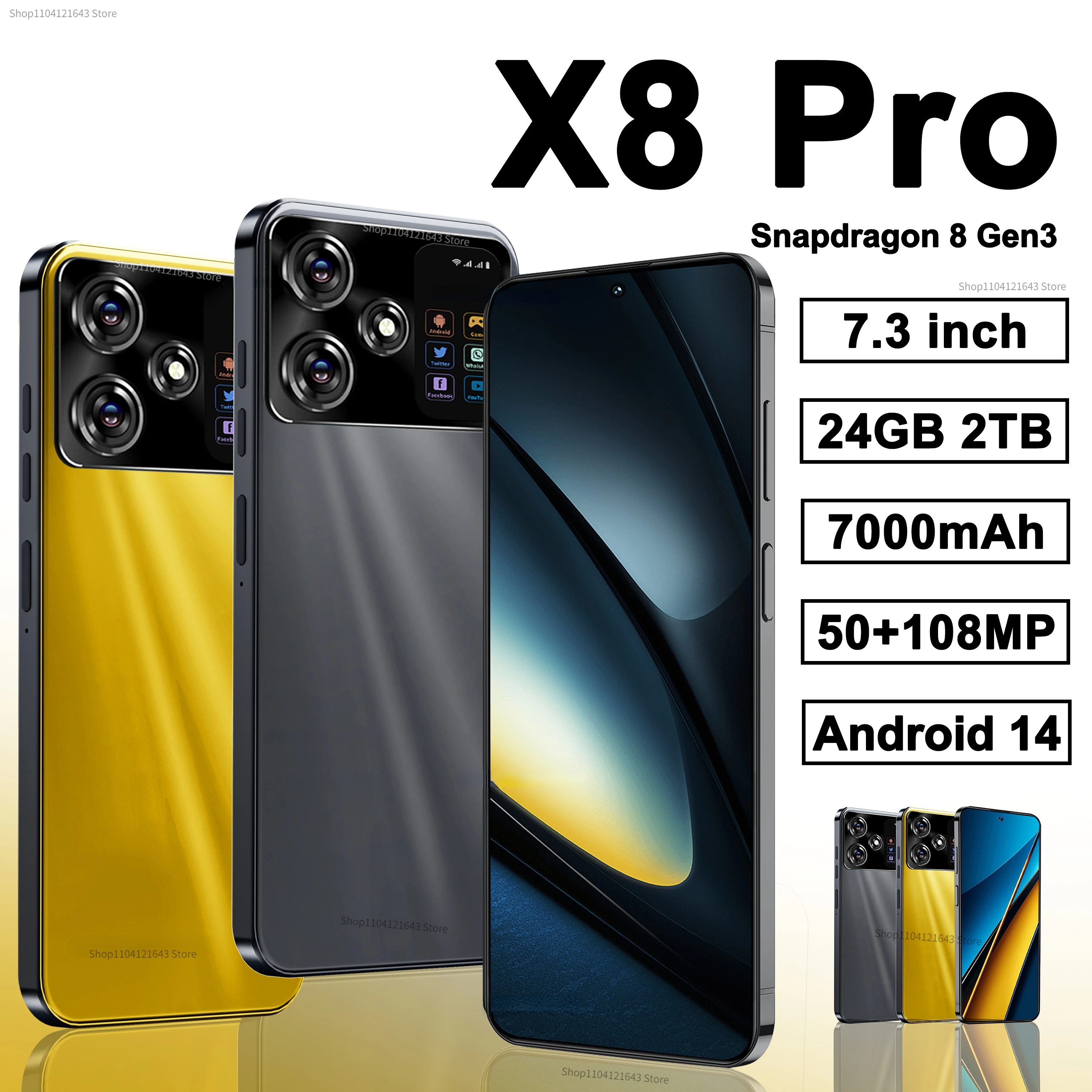 Оригинальный смартфон X8 Pro, экран 7,3 дюйма, фотосессия 16 ГБ + 1 ТБ, Snapdragon 8, gen3, Android 14, 50 + 108 МП, 4G/фотосессия, смартфон
Оригинальный смартфон X8 Pro, экран 7,3 дюйма, фотосессия 16 ГБ + 1 ТБ, Snapdragon 8, gen3, Android 14, 50 + 108 МП, 4G/фотосессия, смартфон