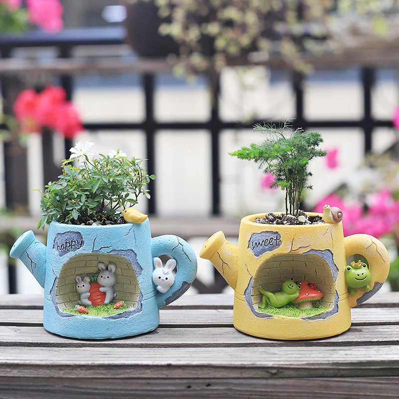 Creative Teapot Flower Pot Resin Craftwork House Garden Cute Bunny Rabbit Hole&Frog Mushroom Design Tiny Decoration Wholesale
Creative Teapot Flower Pot Resin Craftwork House Garden Cute Bunny Rabbit Hole&Frog Mushroom Design Tiny Decoration Wholesale
