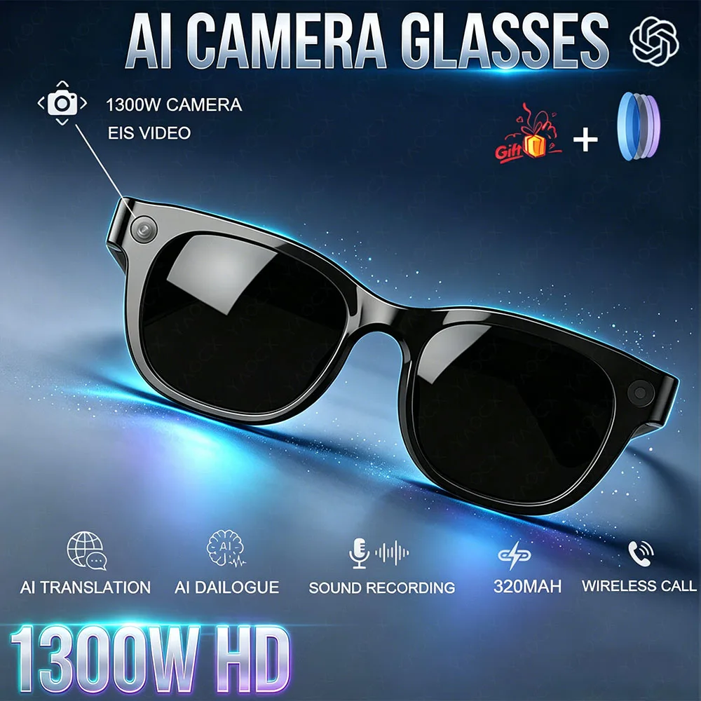 2026 New 1300W HD Camera AI Glasses Anti-shake Men 320mAh 4GB Memory AI Translation WIFI6 Transmission Smart Sunglasses Women
2026 New 1300W HD Camera AI Glasses Anti-shake Men 320mAh 4GB Memory AI Translation WIFI6 Transmission Smart Sunglasses Women