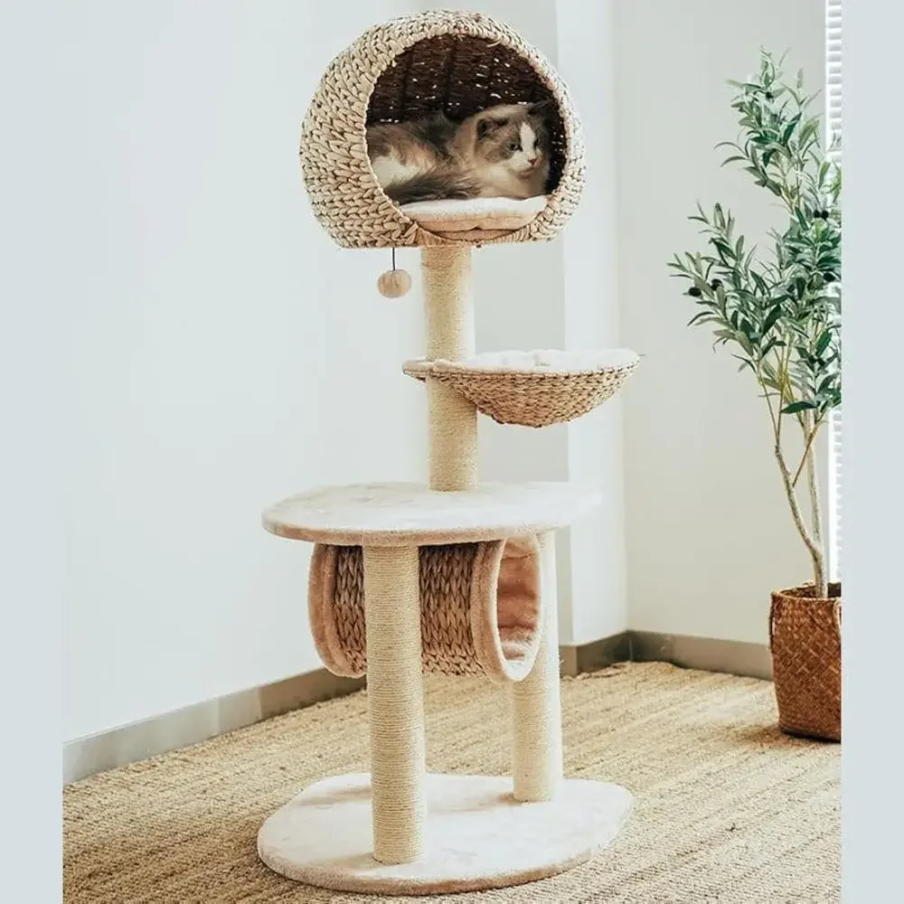 51 Multi-Level Rattan Cat Tower with Bird Nest and Scratching Posts for Large Cats - Easy Assembly Indoor Furniture Activity Cen
51 Multi-Level Rattan Cat Tower with Bird Nest and Scratching Posts for Large Cats - Easy Assembly Indoor Furniture Activity Cen