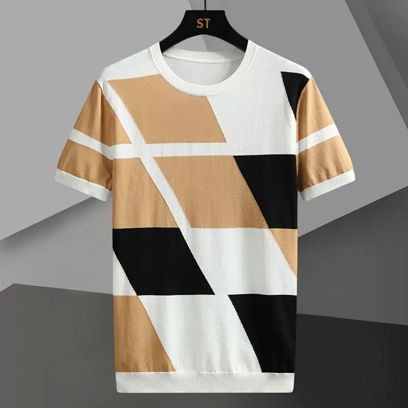 Paneled Color Contrast Striped Knitted T Shirt Summer Korean Social Polo Camisa Hombre Short Sleeve Men Tee Shirt Mode Homme
Paneled Color Contrast Striped Knitted T Shirt Summer Korean Social Polo Camisa Hombre Short Sleeve Men Tee Shirt Mode Homme