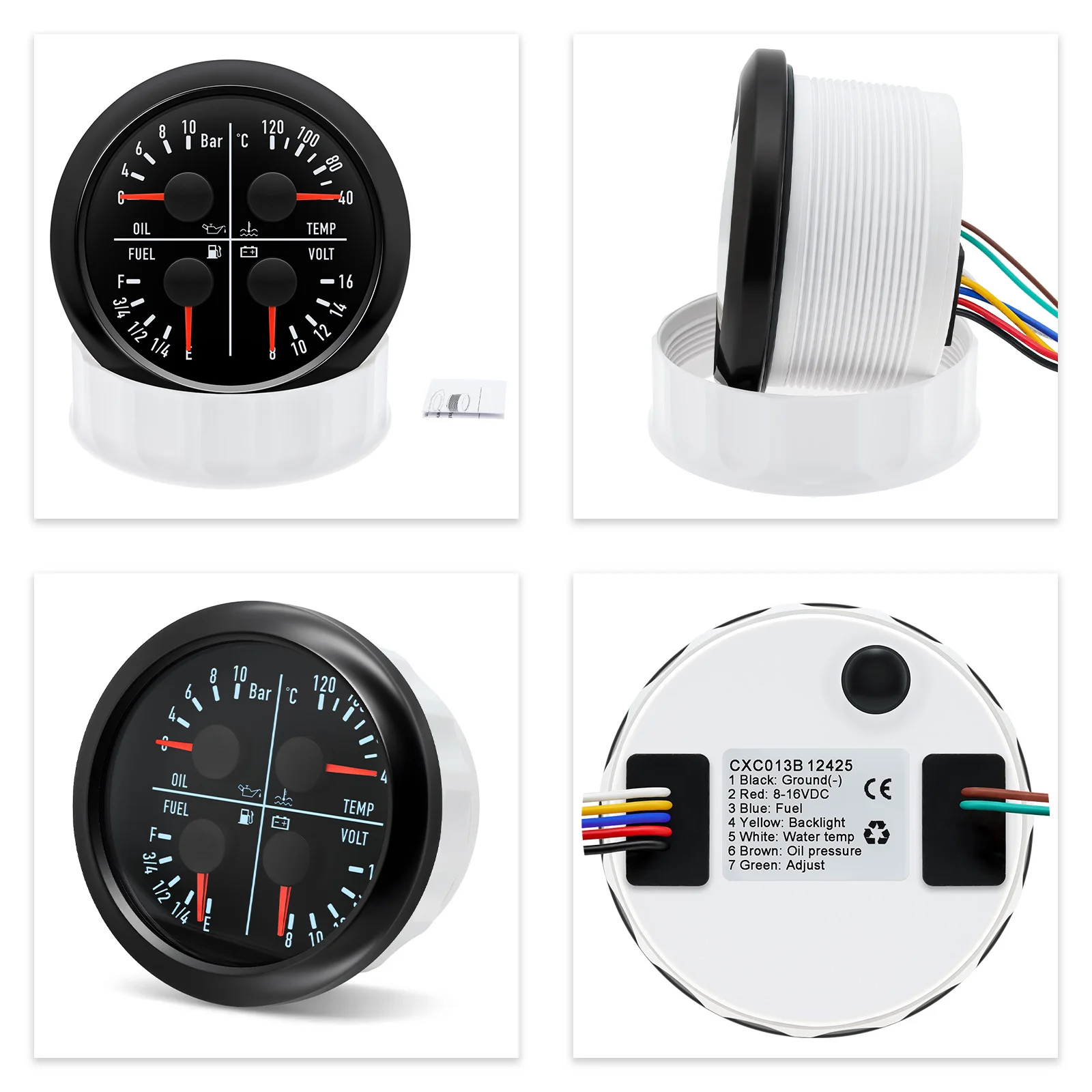 Multifunctional Gauge 80MM Fuel Level+Oil Pressure+Water Temperature+Voltage 7 Color Light for Marine Boat Auto Car Yacht
Multifunctional Gauge 80MM Fuel Level+Oil Pressure+Water Temperature+Voltage 7 Color Light for Marine Boat Auto Car Yacht