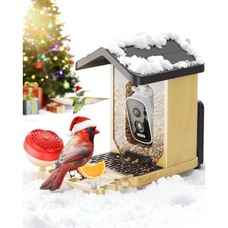 Outdoor solar-powered bird feeder with camera ABS plastic body black finish AI bird identification squirrel-proof net honey jar
Outdoor solar-powered bird feeder with camera ABS plastic body black finish AI bird identification squirrel-proof net honey jar