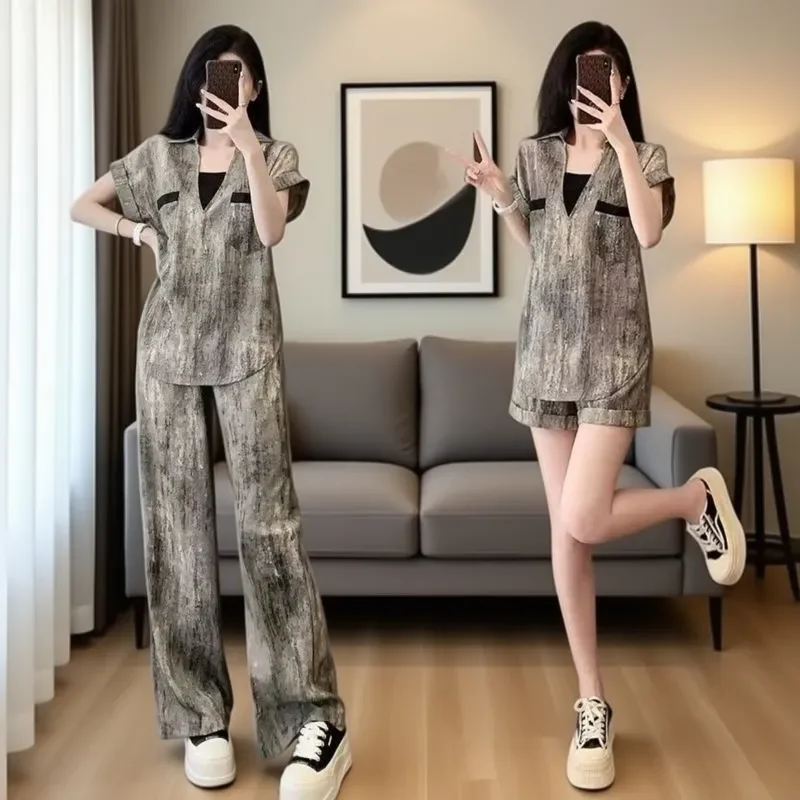 2026 Summer New Women's 2 Piece Loungewear Set V Neck Short Sleeve Top + Wide Leg Pants/Shorts Casual Homewear Outfit For
2026 Summer New Women's 2 Piece Loungewear Set V Neck Short Sleeve Top + Wide Leg Pants/Shorts Casual Homewear Outfit For