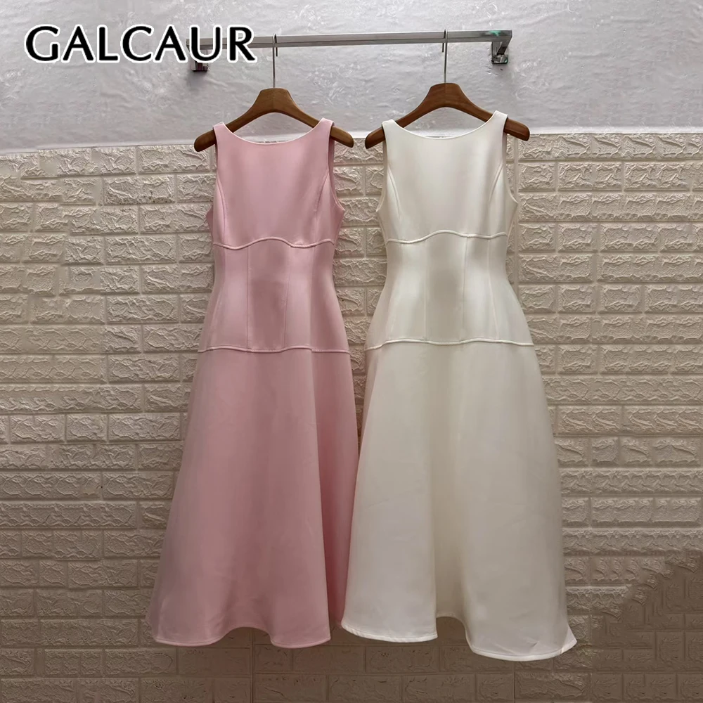 GALCAUR Solid Spliced Folds Chic Dress Female O Neck Sleeveless Slimming Elegant Sweet Women's Dresses Fashion Summer Style New
GALCAUR Solid Spliced Folds Chic Dress Female O Neck Sleeveless Slimming Elegant Sweet Women's Dresses Fashion Summer Style New